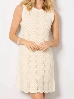 NWT Evereve Charlie Crochet Cream Knit Midi Dress XL